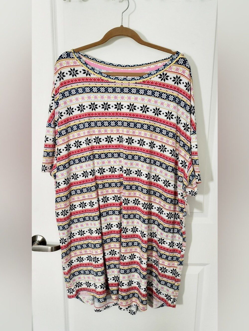Secret Treasures Women's 3X/3X Fair Isle Holiday Soft Sleep Shirt Dress NWT